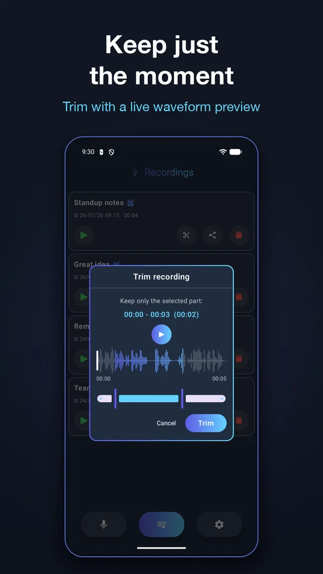 Trimming an audio recording with live waveform preview on Android